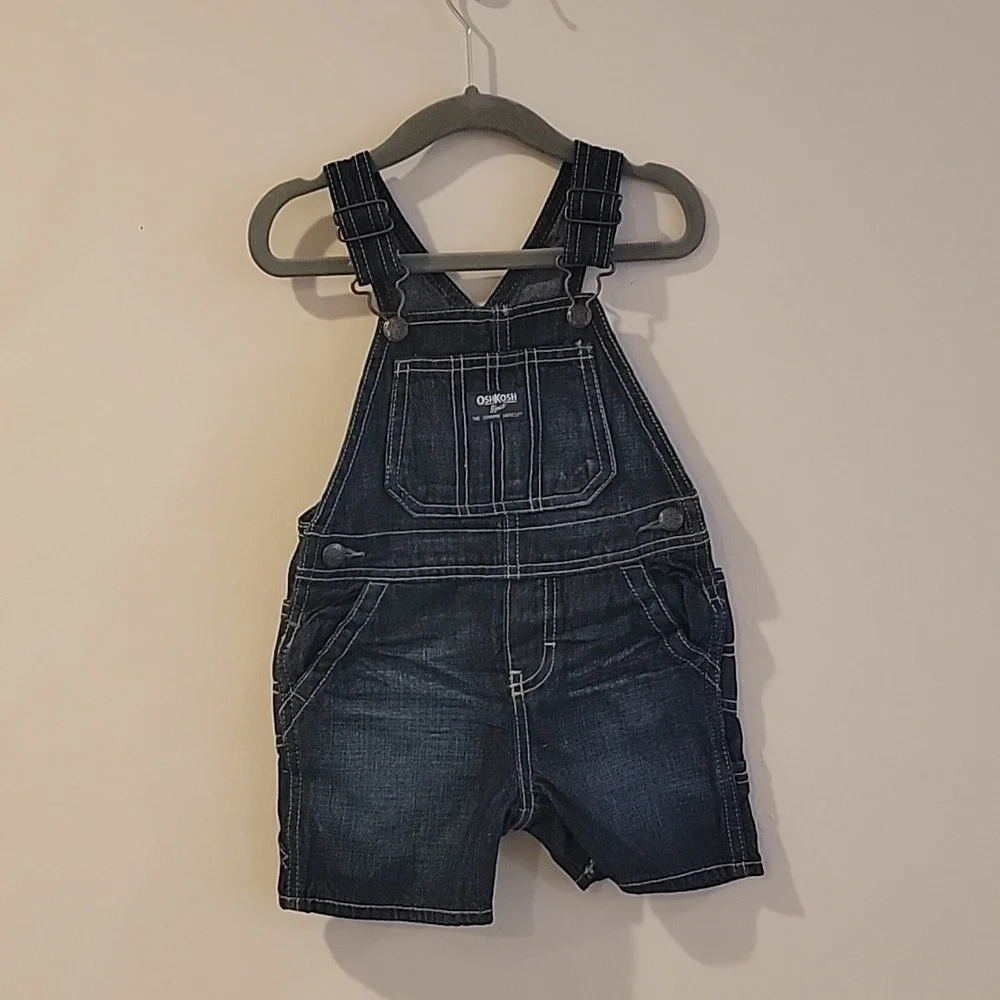 Oshkosh b'gosh 18 month denim chambray jeans overalls shorts painter pockets